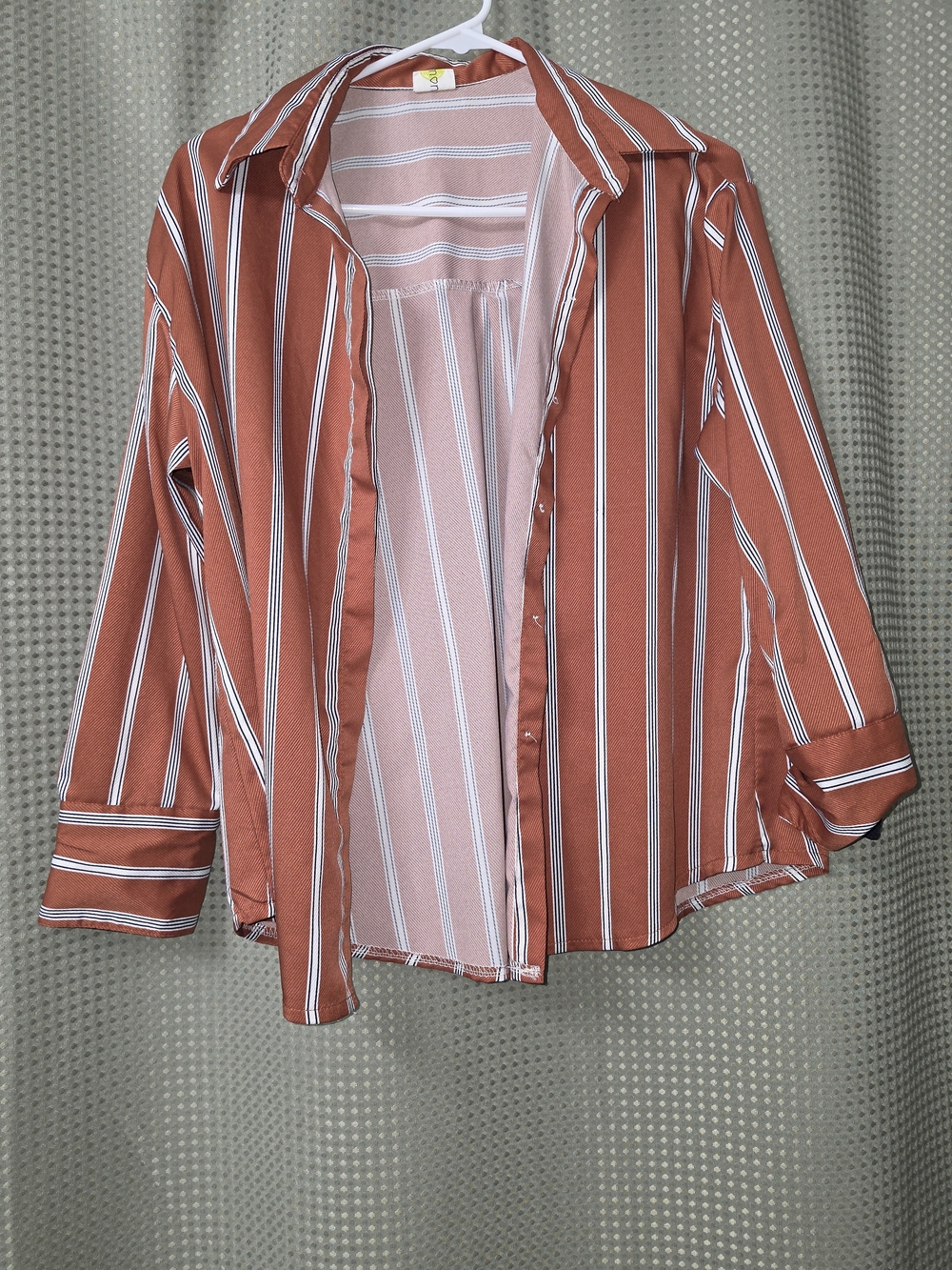 Lemon Rust Stripe Button Up Blouse Long Sleeve Women's S